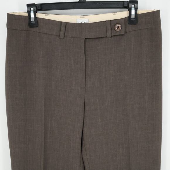 Armani Collezioni Dress Pants Womens 8 Brown Wool Straight Leg Career Academia - Picture 5 of 10